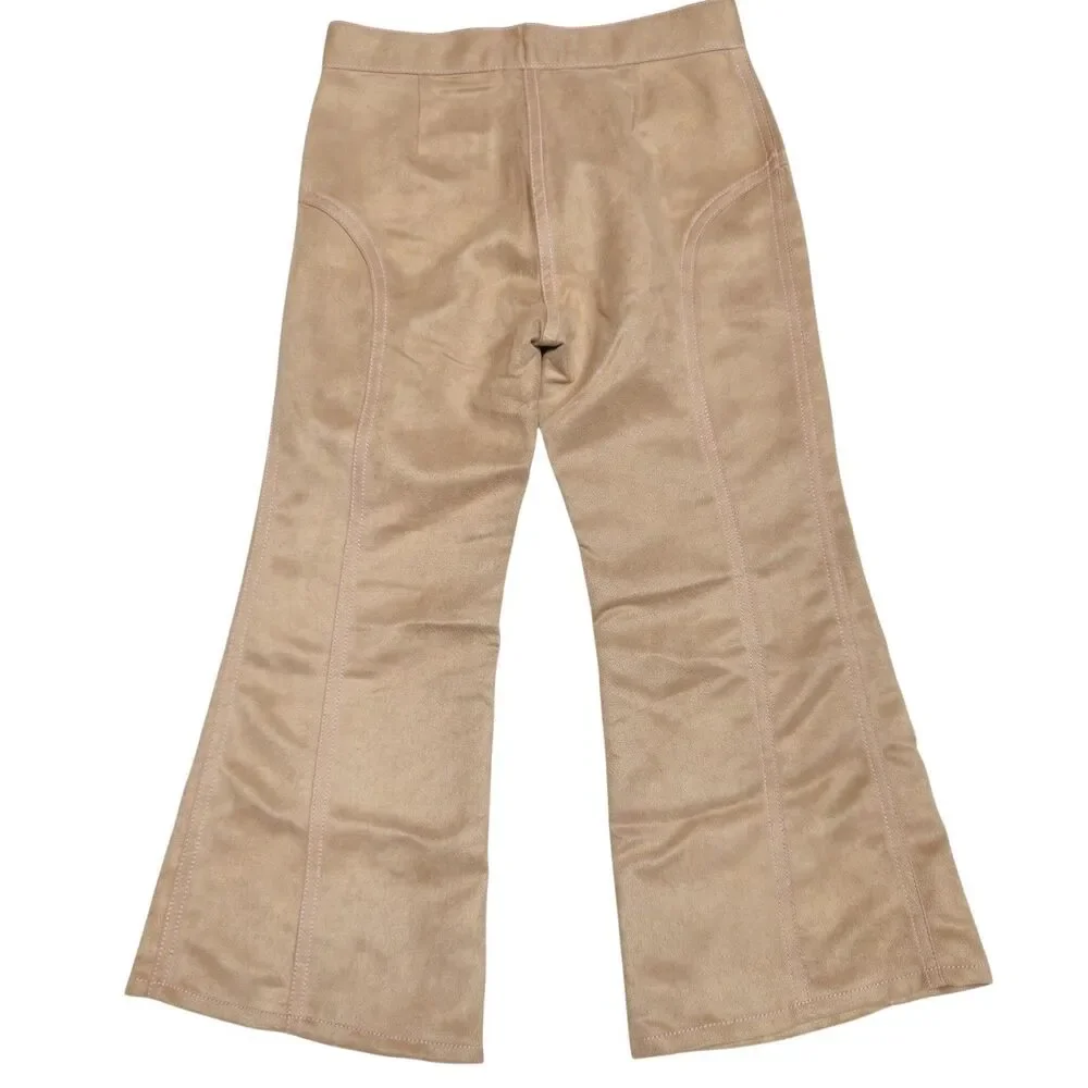 Vintage Gymboree Park City Luxe Girls Pants Size 5 Tan Faux Suede Flair 2006 NWT